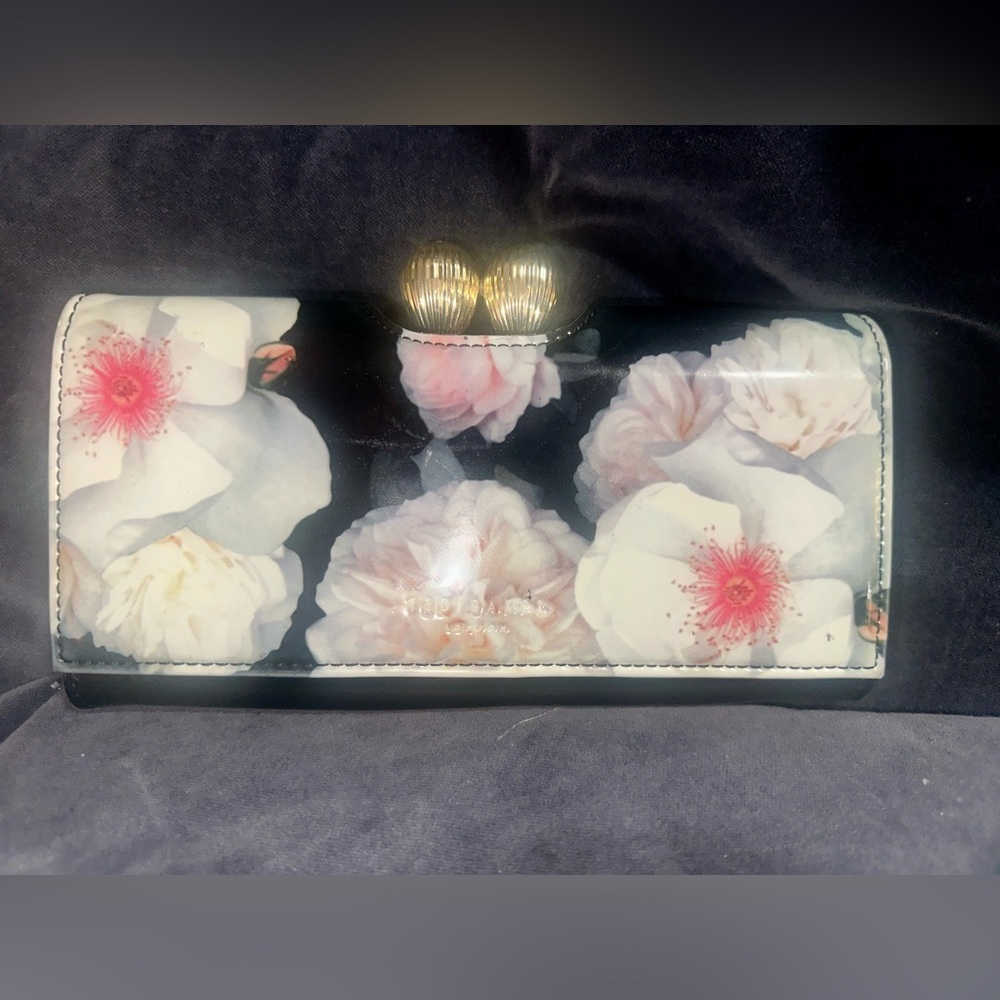 Ted Baker Black and Pink Floral Wallet